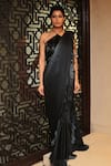 Buy_Reynu Taandon_Grey Chiffon Halter Ruffle Pre-draped Saree _Online_at_Aza_Fashions