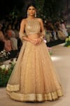 Buy_Reynu Taandon_Gold Sequin Embellished Bridal Lehenga Set _at_Aza_Fashions