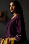 Buy_Shorshe Clothing_Purple Chanderi Lining Shantoon Embroidery Gota Patti Round Blouse _Online_at_Aza_Fashions