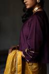 Shop_Shorshe Clothing_Purple Chanderi Lining Shantoon Embroidery Gota Patti Round Blouse _Online_at_Aza_Fashions