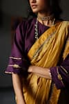 Shorshe Clothing_Purple Chanderi Lining Shantoon Embroidery Gota Patti Round Blouse _at_Aza_Fashions