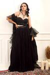 Rashika Sharma_Black , Dupatta And Organza, Evaa Embroidered Corset Lehenga Set _Online_at_Aza_Fashions