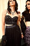Shop_Rashika Sharma_Black , Dupatta And Organza, Evaa Embroidered Corset Lehenga Set _Online_at_Aza_Fashions