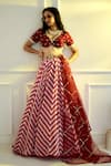 Shop_Rashika Sharma_Maroon Lehenga Georgette Printed And Embroidered Chevron Myrah Set _Online_at_Aza_Fashions
