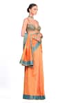 Rocky Star_Orange Chanderi Saree With Bustier_Online_at_Aza_Fashions