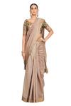 Buy_Rocky Star_Beige Chanderi Saree With Blouse_at_Aza_Fashions