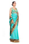 Rocky Star_Blue Chanderi Saree With Blouse_Online_at_Aza_Fashions
