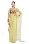 Buy_Rocky Star_Yellow Tulle Embroidered Saree With Blouse_at_Aza_Fashions
