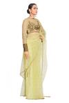 Rocky Star_Yellow Tulle Embroidered Saree With Blouse_Online_at_Aza_Fashions