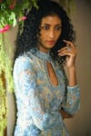 Reynu Taandon_Blue Net Embroidery Round Erica Kurta And Lehenga Set _Online_at_Aza_Fashions