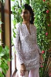 Buy_Reynu Taandon_Pink Net, Georgette Round Calla Short Kurta Sharara Set_Online_at_Aza_Fashions