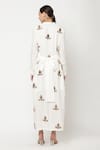 Shop_Musal_Ivory Lotus Cotton Embroidery Applique Laser Cut Jacquard Riesling Midi Dress_at_Aza_Fashions