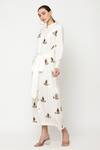 Buy_Musal_Ivory Lotus Cotton Embroidery Applique Laser Cut Jacquard Riesling Midi Dress_Online_at_Aza_Fashions