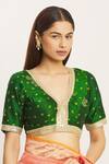 Buy_Nazaakat by Samara Singh_Green Silk Bandhani Print Blouse_at_Aza_Fashions