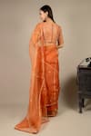 Shop_Ikshita Choudhary_Orange Saree Organza Blouse Chanderi Petticoat Satin Embroidered With_at_Aza_Fashions