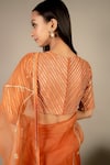 Ikshita Choudhary_Orange Saree Organza Blouse Chanderi Petticoat Satin Embroidered With_at_Aza_Fashions