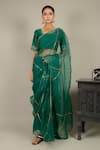 Ikshita Choudhary_Green Embroidered Saree With Chanderi Blouse_Online_at_Aza_Fashions