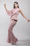 Buy_Swatee Singh_Pink Crepe Solid High Peplum Jumpsuit With Cape _Online_at_Aza_Fashions