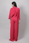 Shop_Swatee Singh_Pink Crepe Solid High Cape Jumpsuit _at_Aza_Fashions