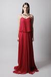 Buy_Swatee Singh_Maroon Georgette Scoop Neck Strappy Overlap Gown _Online_at_Aza_Fashions