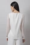 Shop_Swatee Singh_White Crepe Boat Textured Frill Top _at_Aza_Fashions