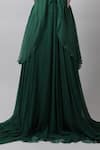 Swatee Singh_Green Georgette Solid V Neck Asymmetric Cape Gown  _at_Aza_Fashions