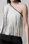 Shop_Swatee Singh_Black Crepe Fringes One Shoulder Top _Online_at_Aza_Fashions