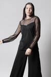 Buy_Swatee Singh_Black Crepe Round Bishop Sleeve Top _Online_at_Aza_Fashions