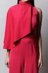 Shop_Swatee Singh_Pink Georgette Solid High Jumpsuit With Attached Cape _Online_at_Aza_Fashions