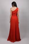 Shop_Swatee Singh_Red Crepe One Shoulder Slit Gown _at_Aza_Fashions