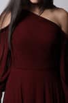 Shop Swatee Singh Maroon Georgette One Shoulder Cold Gown Online at Aza Fashions Shop_Swatee Singh_Maroon Georgette One Shoulder Cold Gown _Online_at_Aza_Fashions