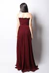Shop_Swatee Singh_Maroon Georgette One Shoulder Smocked Tube Gown _at_Aza_Fashions