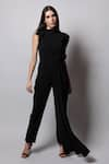 Buy_Swatee Singh_Black Crepe Solid Jumpsuit With Drape _at_Aza_Fashions