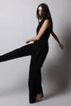 Buy_Swatee Singh_Black Crepe Solid Jumpsuit With Drape _Online_at_Aza_Fashions