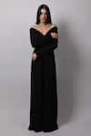 Buy_Swatee Singh_Black Crepe Solid V Neck Full Sleeve Jumpsuit  _at_Aza_Fashions