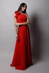 Buy_Swatee Singh_Red Crepe One Shoulder Gown _at_Aza_Fashions