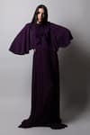 Buy_Swatee Singh_Purple Georgette Solid Round Gown With Cape _at_Aza_Fashions