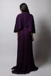 Shop_Swatee Singh_Purple Georgette Solid Round Gown With Cape _at_Aza_Fashions