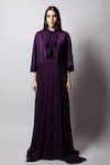 Swatee Singh_Purple Georgette Solid Round Gown With Cape _Online_at_Aza_Fashions