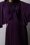 Buy_Swatee Singh_Purple Georgette Solid Round Gown With Cape _Online_at_Aza_Fashions