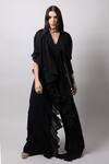 Buy_Swatee Singh_Black Crepe Solid V Neck Ruffled Jumpsuit _at_Aza_Fashions