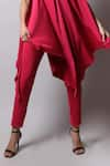 Swatee Singh_Pink Crepe Solid Round Draped Jumpsuit _at_Aza_Fashions