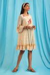 Saundh_Yellow Cotton Floral Print Tunic_Online_at_Aza_Fashions