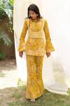 Buy_Inej_Yellow Cotton Linen Embroidered Tunic With Pants_at_Aza_Fashions
