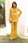 Inej_Yellow Cotton Linen Embroidered Tunic With Pants_Online_at_Aza_Fashions