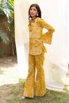 Buy_Inej_Yellow Cotton Linen Embroidered Tunic With Pants_Online_at_Aza_Fashions