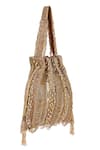 Lovetobag_Gold Embellished Ruched Potli With Handle _Online_at_Aza_Fashions