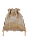 Buy_Lovetobag_Gold Embellished Ruched Potli With Handle _Online_at_Aza_Fashions