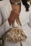 Buy Lovetobag Gold Luminous Japanese Micro Bead And Baroque Pearl Embellishment Ruche Clutch at Aza Fashions Buy_Lovetobag_Gold Luminous Japanese Micro Bead And Baroque Pearl Embellishment Ruche Clutch _at_Aza_Fashions