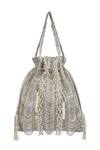 Shop_Lovetobag_Silver Embellished Ruche Potli Bag _at_Aza_Fashions